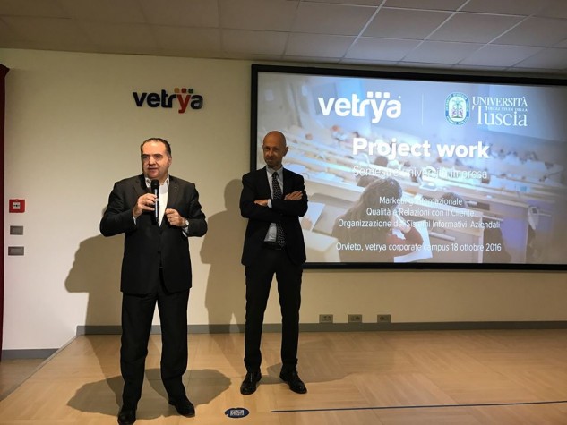 Luca Tomassini, Chairman e CEO di Vetrya insieme al rettore dell'università della Tuscia