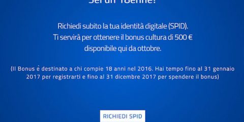 SPID: scatta oggi il bonus cultura da 500 euro per i 18enni